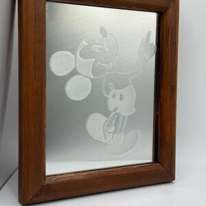 Disney. Mickey Mouse. Wooden Framed Etched Wall Mirror